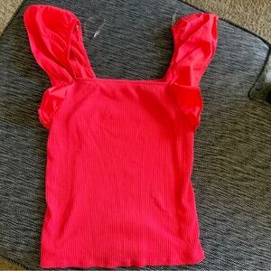 A New Day Bright Red Ribbed Top